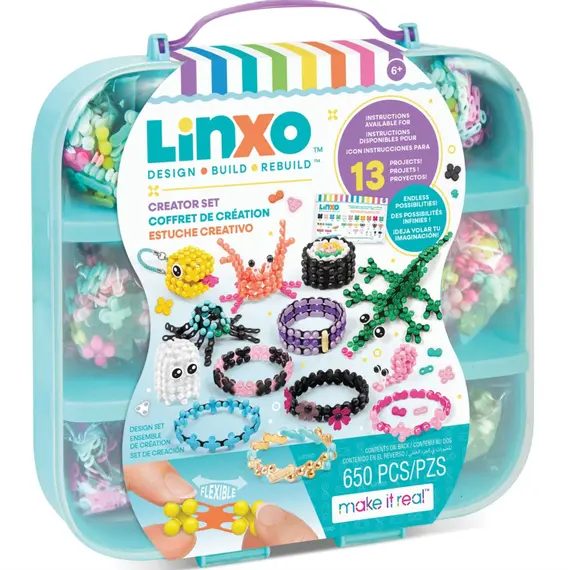 Wooden blocks set Make It Real LinXo Creator Set with Storage