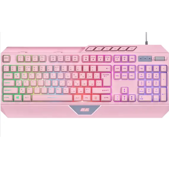 Keyboard 2E GAMING Membrane keyboard KG315 110key, USB-A, EN/RU, RGB, pink