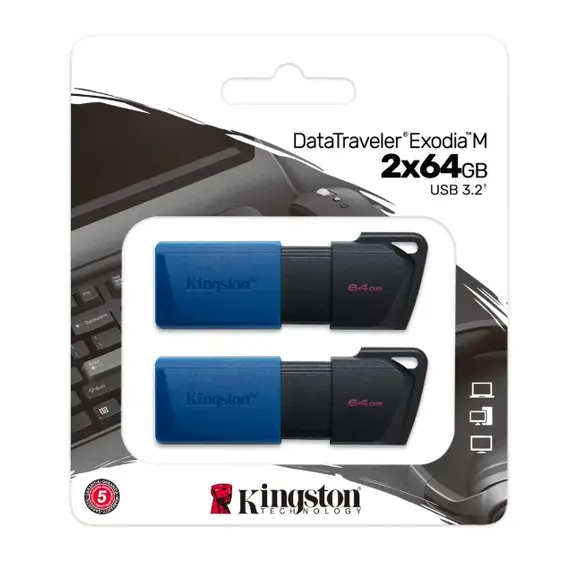 USB flash drive Kingston 64GBx2 USB 3.2 Type-A Gen1 DT Exodia Black Blue