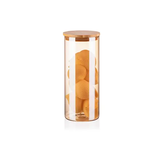 Ardesto Jar Golden Moon, 1000ml, glass, bamboo, round, golden