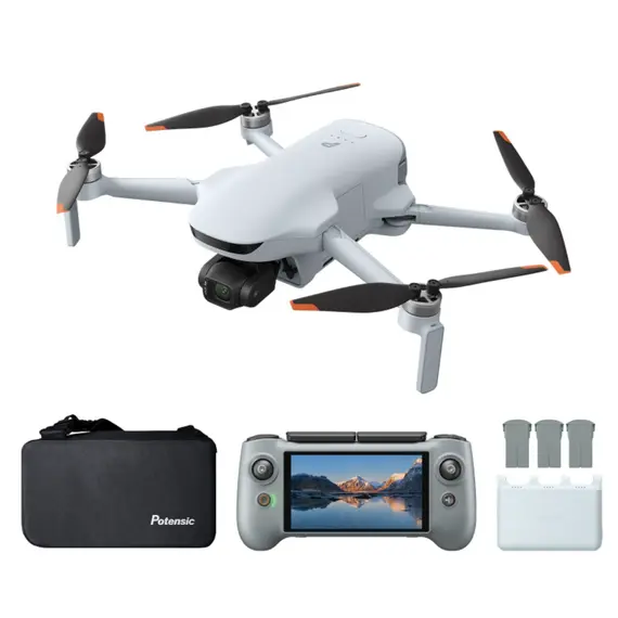 Drone Potensic Drone ATOM 3 Screen Remote (Fly More Combo) AI Tracking Grey PixSync 5.0, 3 Batteries, Grey