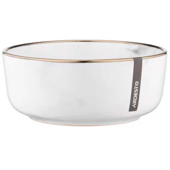 Salad Bowl Ardesto Bowl Marmo, 15.6cm, ceramics, white