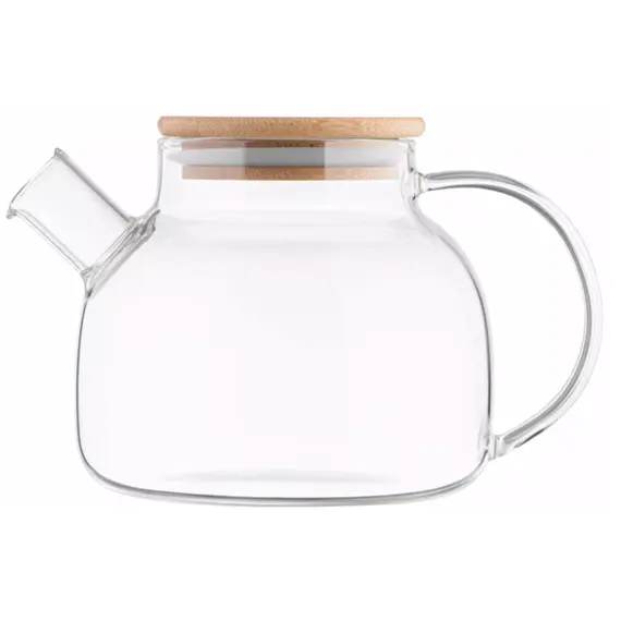 Ardesto Teapot Gemini 1000ml, borosilicate glass, bamboo, transparent