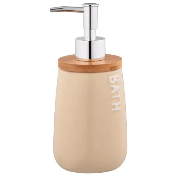 Soap dispenser ARDESTO Prestigio 420ml, dolomite, bamboo, plastic, beige 767637180665