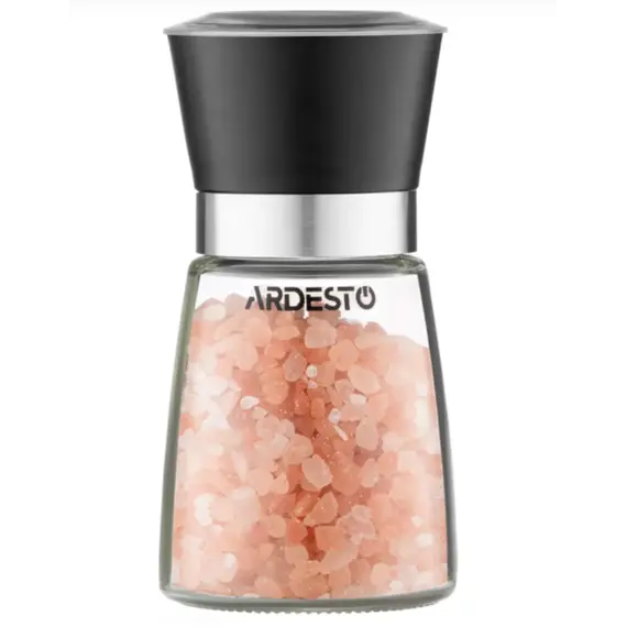 Ardesto Salt and Pepper Mill Gemini, 180ml, glass, plastic, transparent, black