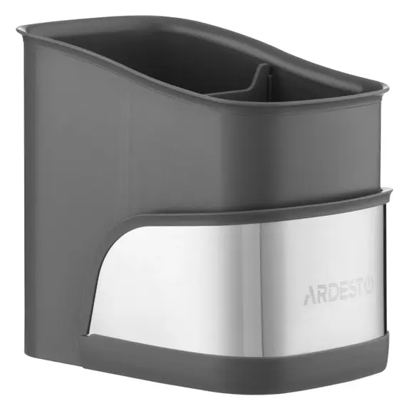 Brush organizer Ardesto Minimalism, 15x10x13.5cm, plastic, stainless steel, grey