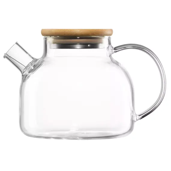 Teapot Ardesto Gemini 600ml, borosilicate glass, bamboo, transparent
