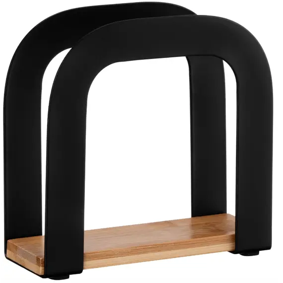 Ardesto Midori Napkin holder 12х4.5х12cm, metal, bamboo, black