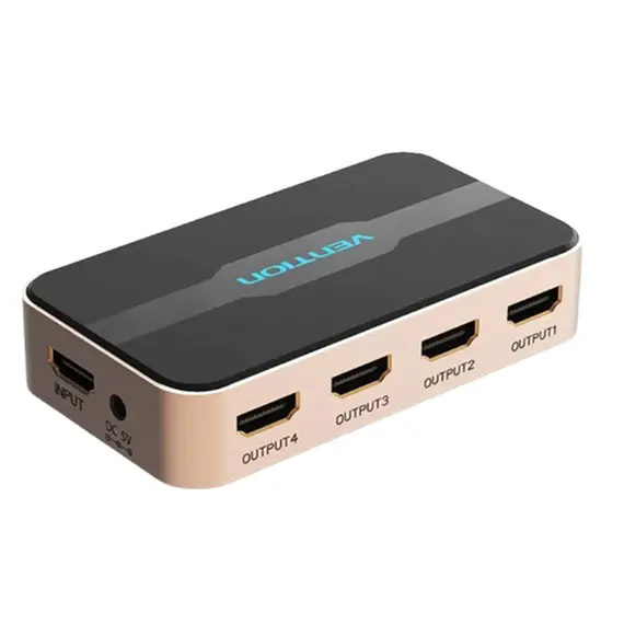 Splitter Vention ACCG0-EU 4K/30Hz 1 In 4 Out HDMI Splitter Gold Aluminum