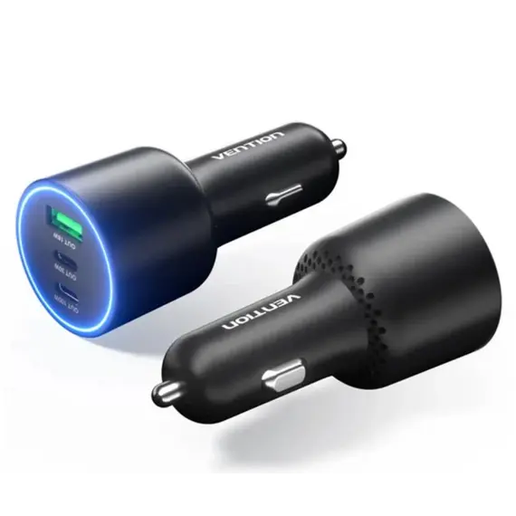 Charger Vention FFPB0 2xUSB-C/USB-A (100W+65W+30W) Car Charger Black
