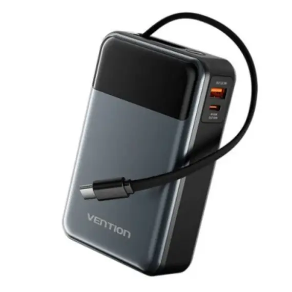 Portrait charger Vention FKDM0 20,000mAh Power Bank 65W With LED Display Gray