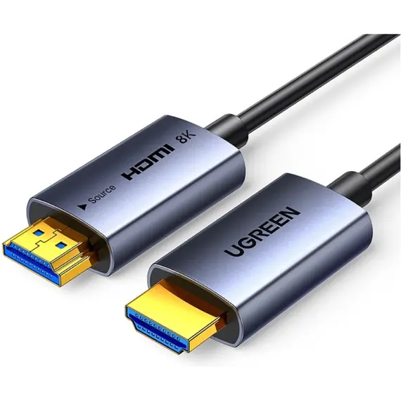 Video Cable UGREEN HD183 (55505), 8K, Fiber Optic HDMI To HDMI Cable, 15m, Grey/Black