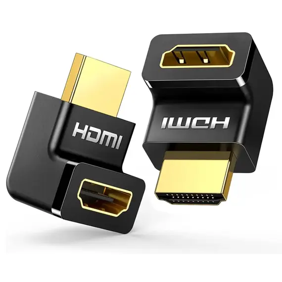 Corner HDMI adapter UGREEN HD112 (20110), HDMI 4K Adapter Male to Female Up-angled, Black