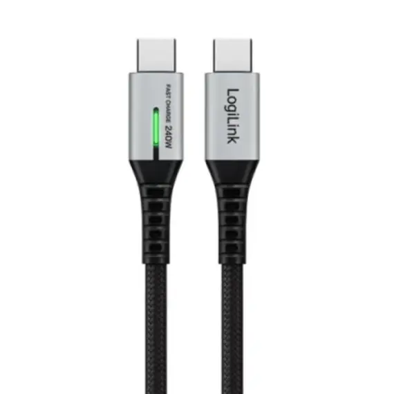 Logilink CU0443 4K/60Hz USB 3.2 Type-C 20Gbps 240W LED Cable Black 1.5m