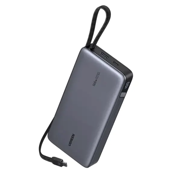 UGREEN PB552 (55995B) Nexode Portable Charger, 25000mAh, Type-C, USB, Power Bank With Built-in Type-C Cable, Grey