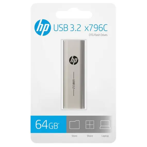 USB ფლეშ მეხსიერება HP x796c USB 3.2 OTG 64GB