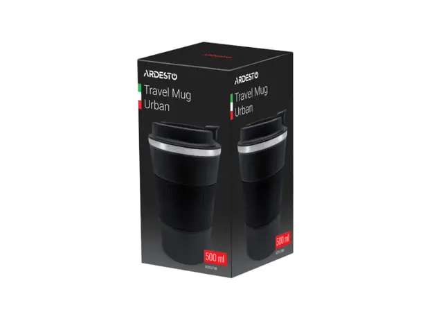 თერმოსი Ardesto Travel mug Urban 500 ml, black, s/s, 2 image