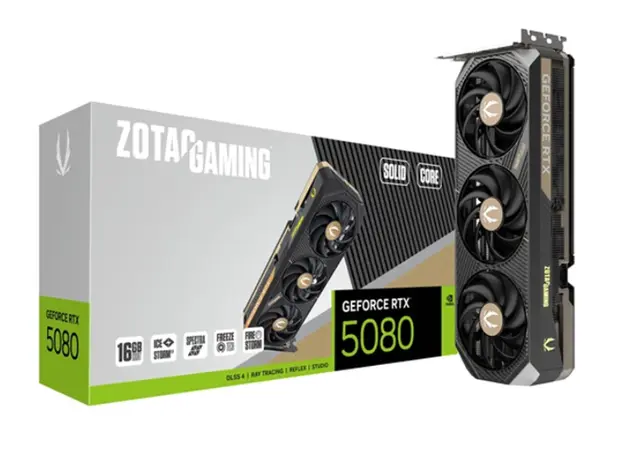Video Board ZOTAC Graphic Adapter GeForce RTX 5080 16GB GDDR7 SOLID Core