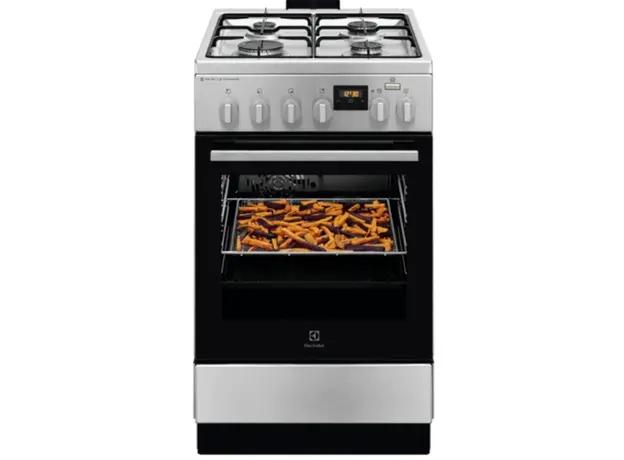 გაზქურა Electrolux LKK560222X, 4Gas, Oven, Black/Silver