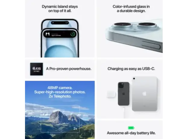 მობილური ტელეფონი Apple IPhone 15 128GB Pink,Model A3090, 6 image