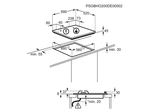 ჩასაშენებელი ზედაპირი Electrolux KGG6437K, 6 image