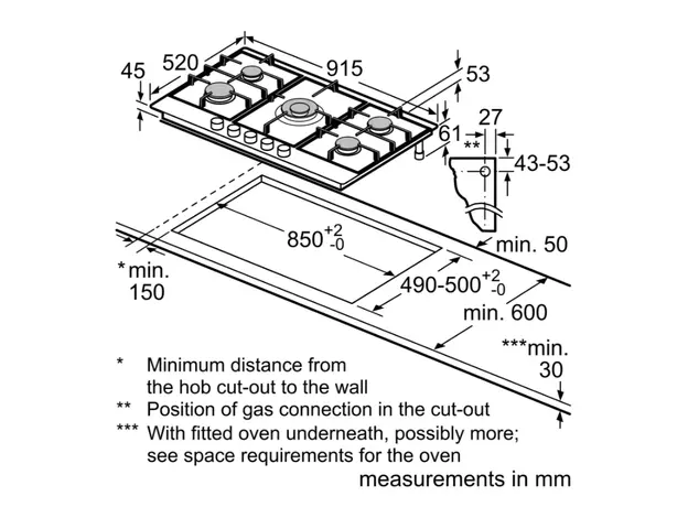 გაზქურის ზედაპირი BOSCH PCR9A5I90M, 5 image