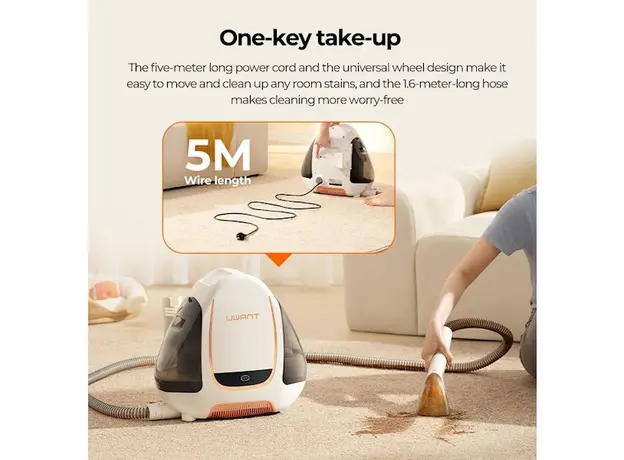 ქიმწმენდის აპარატი Uwant B100-S, 450W, 1.8L, Multiple Spot Cleaner, White, 10 image