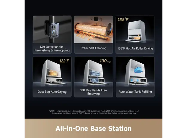 რობოტი მტვერსასრუტი Robot vacuum cleaner Dreame Robot Vacuum Aqua 10 Ultra Roller Complete Black (RLH71DE-1), 19 image