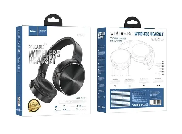 ყურსასმენი Hoco DW01 BT wireless headphones Black, 4 image