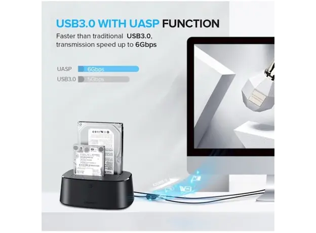 მყარი დისკის წამკითხველი UGREEN CM198 (50857) USB 3.0 to SATA Dual-Bay Hard Drive Docking Station, 3 image