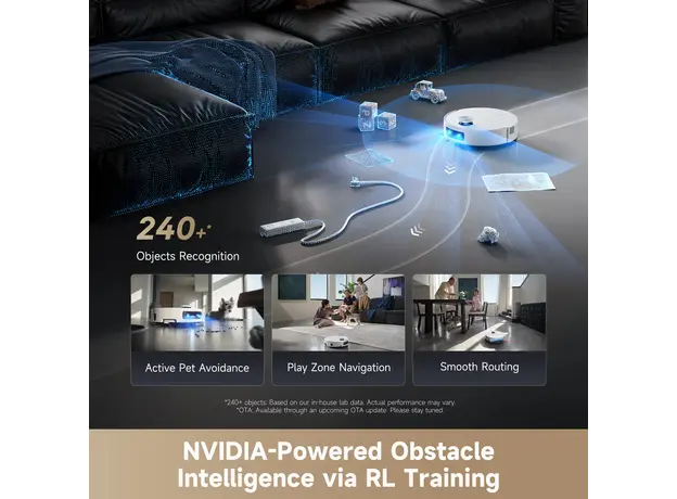 რობოტი მტვერსასრუტი Robot vacuum cleaner Dreame Robot Vacuum Aqua 10 Ultra Roller Complete Black (RLH71DE-1), 7 image