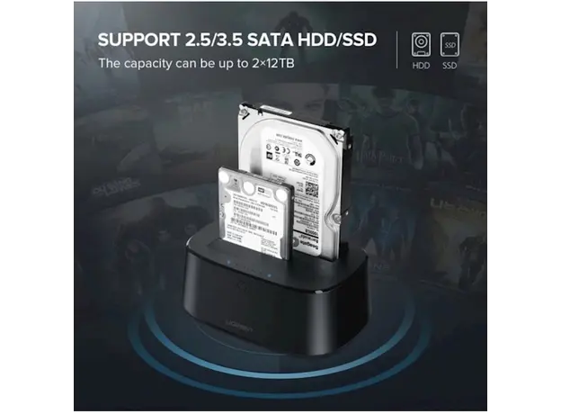 მყარი დისკის წამკითხველი UGREEN CM198 (50857) USB 3.0 to SATA Dual-Bay Hard Drive Docking Station, 4 image