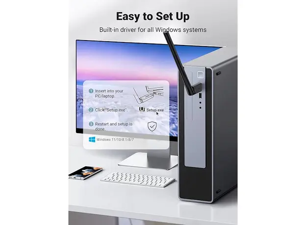 Wi-Fi ადაპტერი UGREEN CM496 (90339), Wifi Adapter, Black, 4 image