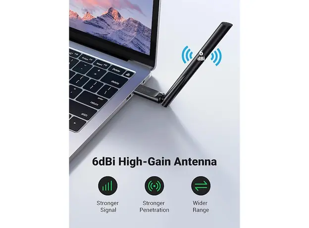 Wi-Fi ადაპტერი UGREEN CM496 (90339), Wifi Adapter, Black, 3 image