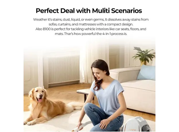 ქიმწმენდის აპარატი Uwant B100-S, 450W, 1.8L, Multiple Spot Cleaner, White, 16 image