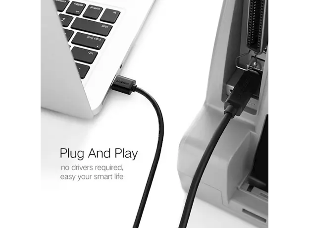 პრინტერის კაბელი UGREEN US135 (20847) USB 2.0 AM to BM Print Cable 2M Gold-Plated (Black) 2M, 4 image