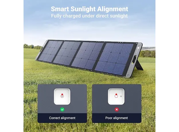 პორტატული დამტენი მზის ენერგიით UGREEN SC200 (15114), 200W, Solar Power Bank, Black, 5 image