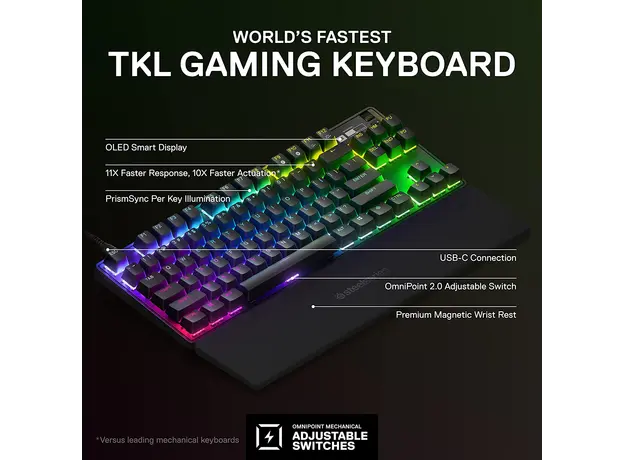 კლავიატურა SteelSeries Keyboard Apex Pro TKL WL (2023) US, 3 image