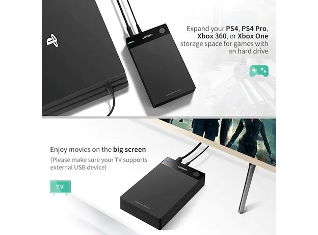 მყარი დისკის ქეისი UGREEN US222 (50422) USB 3.5 Inch HDD Enclosure SSD SATA USB 3.0 power Adapter, 8 image