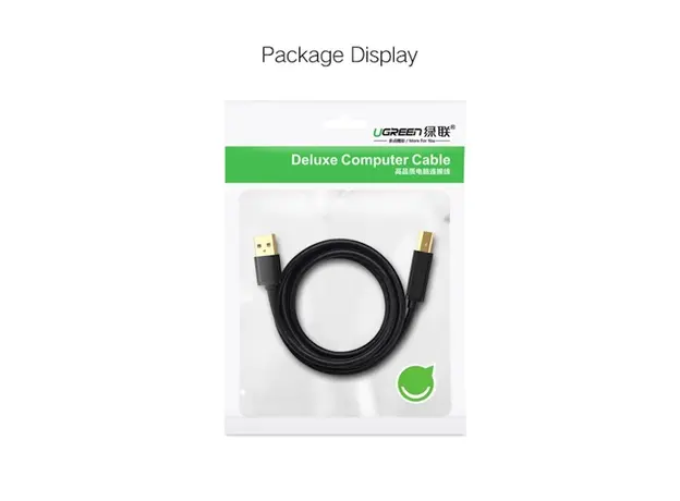 პრინტერის კაბელი UGREEN US135 (20847) USB 2.0 AM to BM Print Cable 2M Gold-Plated (Black) 2M, 5 image