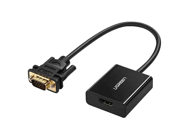 ადაპტერი UGREEN HU-516 (20694), HDMI to VGA Adapter With 3.5mm, 30cm, Black, 2 image