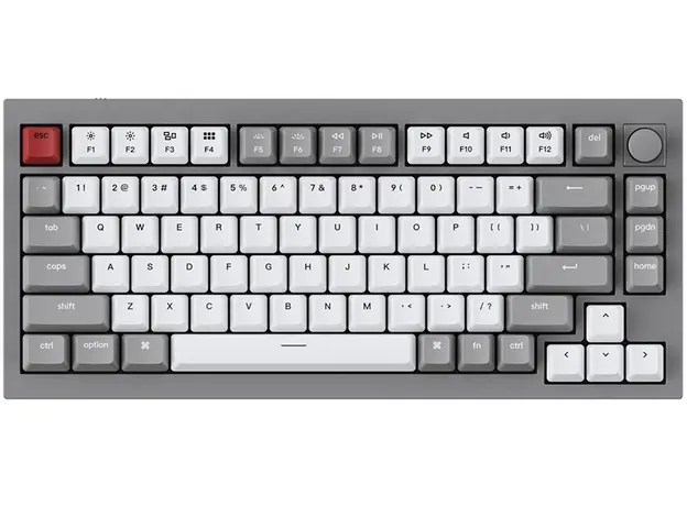 კლავიატურა Keychron Q1 QMK Custom HotSwappable Gateron Phantom Red Switch Mechanical Keyboard Full Assembled Space Grey RGB with Knob Russian Layout
