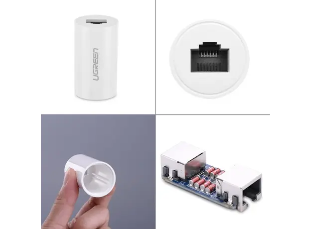 ქსელის კაბელის გადასაბმელი UGREEN NW116 (20391) RJ45 Ethernet adapter 8P8C Female anti-thunder Rj45 connector Network extension cable adapter Ethernet cable (White), 5 image