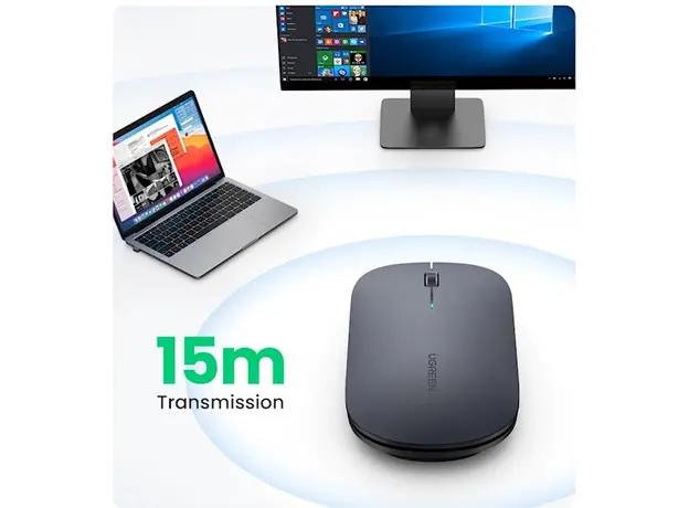 მაუსი Ugreen MU001 (90373), Wireless, 4000DPI, USB, Mouse, Light Gray, 5 image