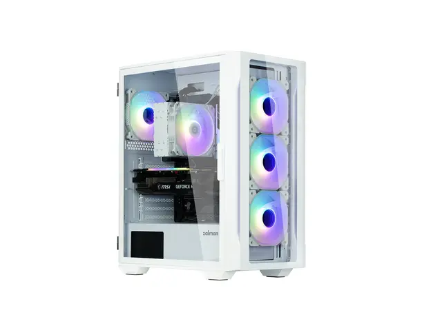 კომპიუტერის ქეისი Zalman Computer case I3 Neo TG, without PSU, 1xUSB3.0, 2xUSB2.0, 4x120mm RGB, TG Side/Front Panel, ATX, White, 3 image