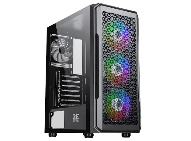 ქეისი 2E G338 HEXAGON, Mid-Tower, ARGB, Gaming PC Case, Black