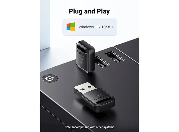 Bluetooth ადაპტერი UGREEN CM591 (90225), USB Bluetooth Adapter, Black, 4 image