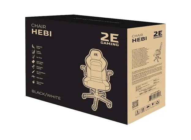 სათამაშო სავარძელი 2E 2E-GC-HEB-BKWT Gaming Chair Hebi Black/White, 7 image