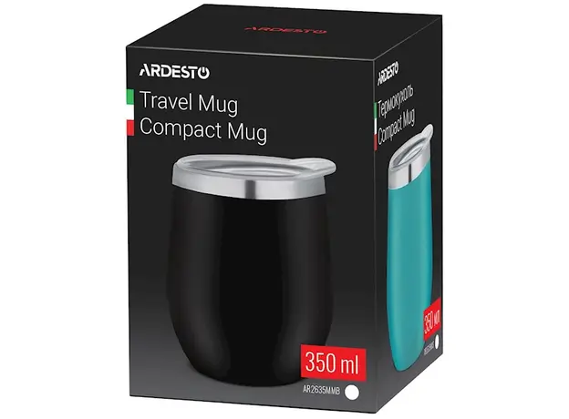 თერმო ჭიქა Ardesto AR2635MMB 350ml Travel mug Compact mug Black, 4 image