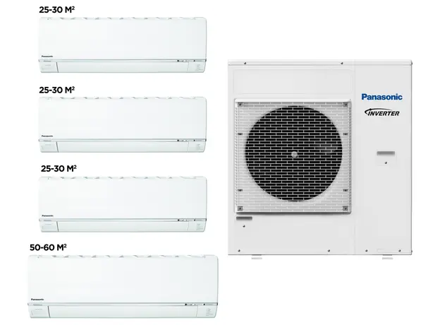კონდიციონერი Panasonic CU-5E34PBD + CS-E9RKDW 3Pcs, CS-E18RKDW 1Pcs, Inverter, 150 - 160 კვმ2, 2 image
